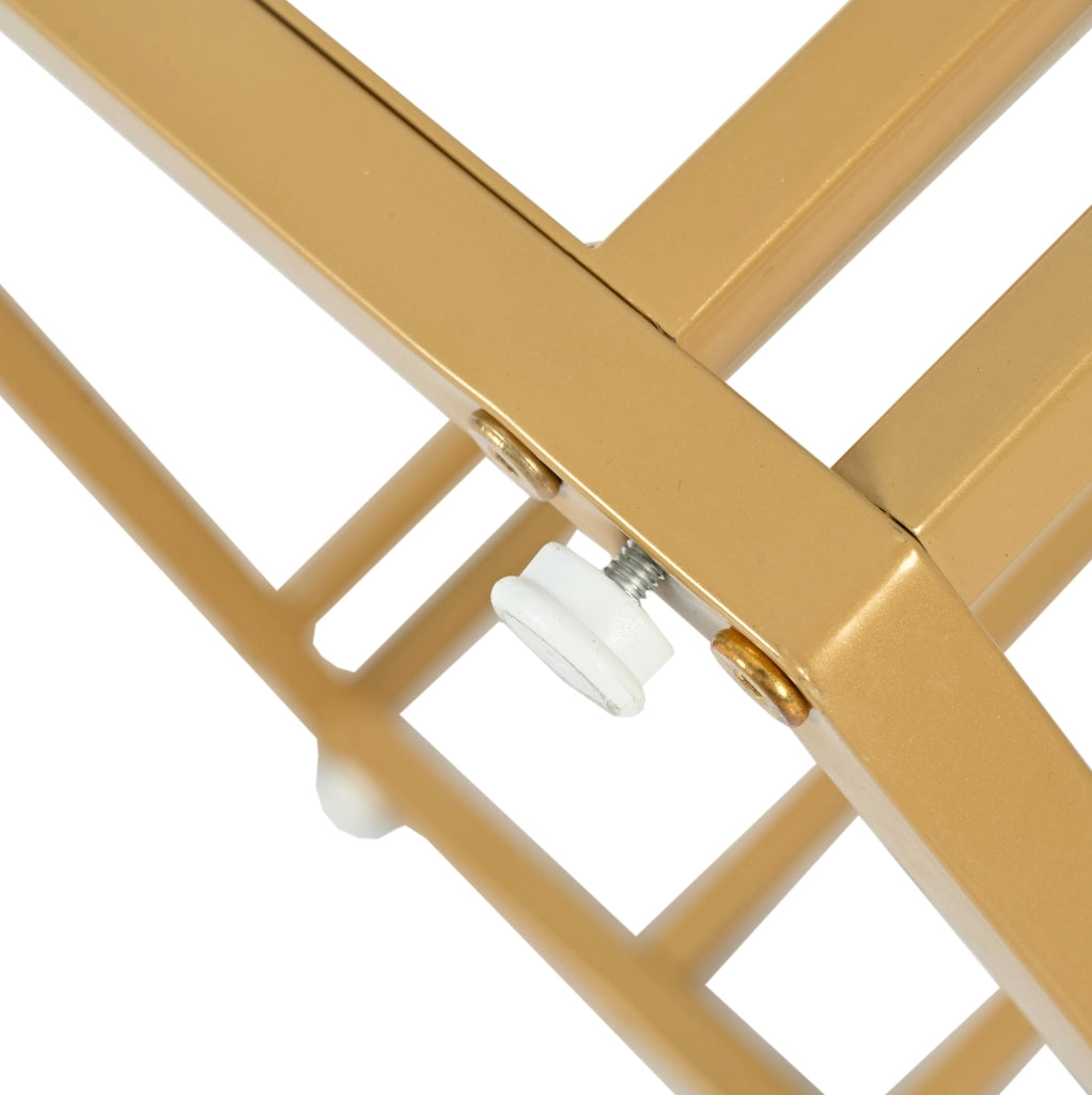 Tavolo da pranzo esagonale con piano effetto marmo in MDF e metallo; dorato e grigio