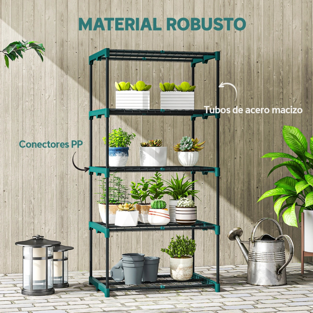 Scaffale 5 Livelli per Piante in Metallo Griglia ¨C Zephmum ¨C 67x49x138 cm Verde