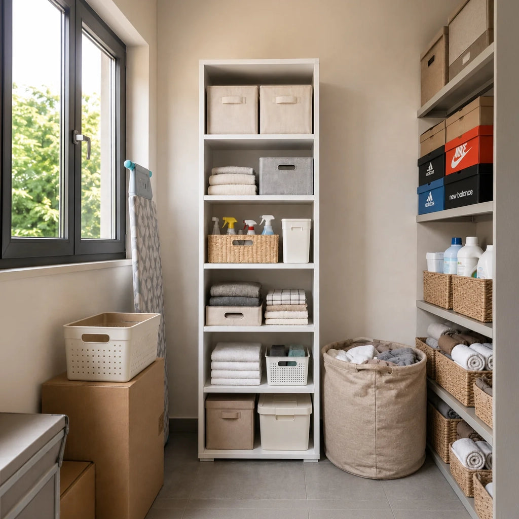 Libreria Verticale Bianca Alta con 5 Ripiani Regolabili | Scaffale Salvaspazio per Libri, Documenti e Decorazioni | Mobile Moderno per Casa, Ufficio e Studio 60x30x195 cm