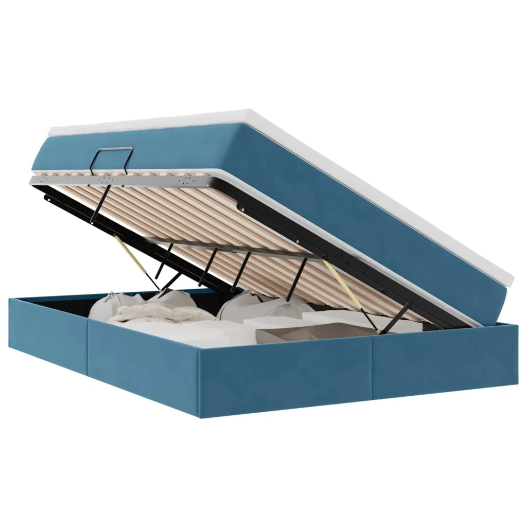 Letto con contenitore e materasso Blu Scuro 140 x 200 cm 3370309