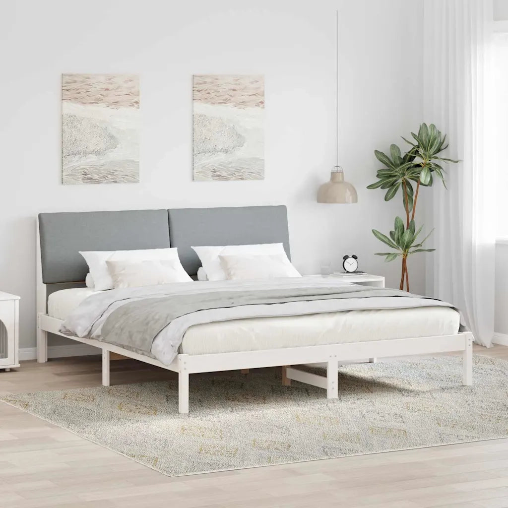 Struttura del letto-Giroletto-Rete del Letto Bianco e grigio chiaro 180 x 200 cm 209790