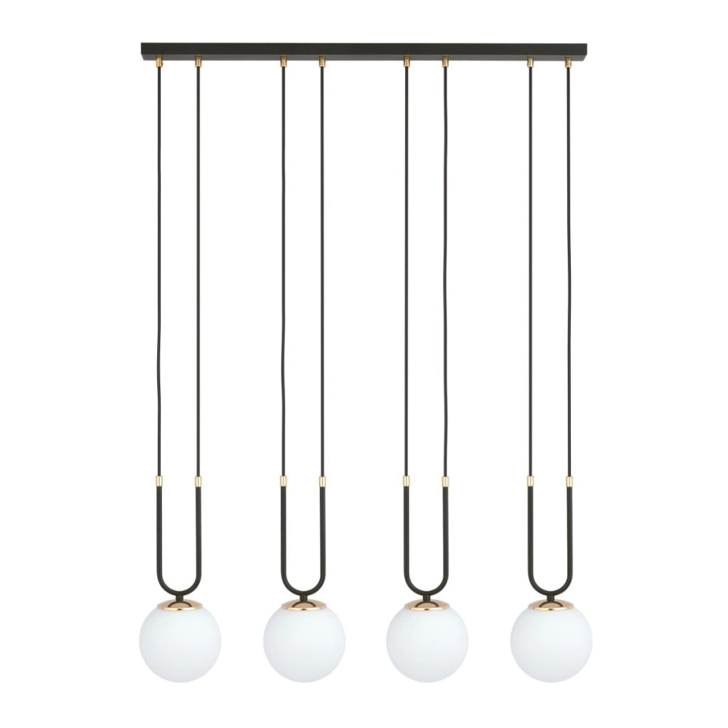 Lampadario Emibig Glam 4xE14 in vetro nero opale oro