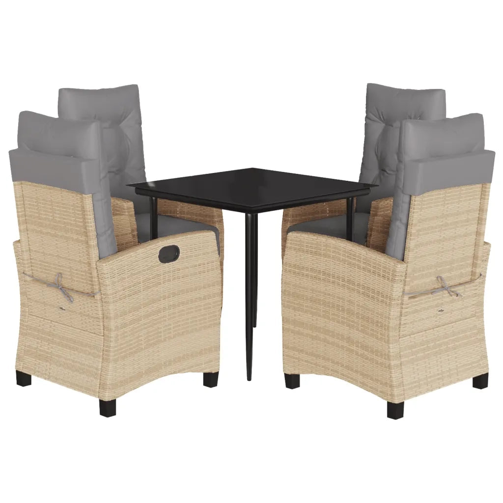 vidaXL Set Pranzo da Giardino 5 pz con Cuscini Beige Misto Polyrattan