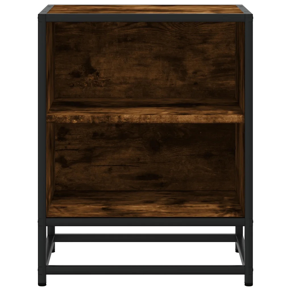 Comodino Rovere Fumo 40x31x50 cm Legno Multistrato e Metallo 848703