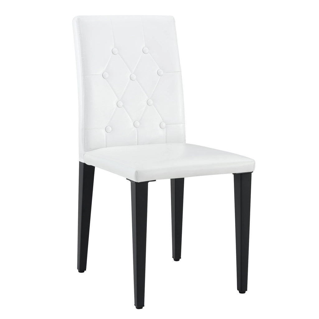 Set di 4 sedie da pranzo bianche e nere in PU con schienale trapuntato; 89 cm