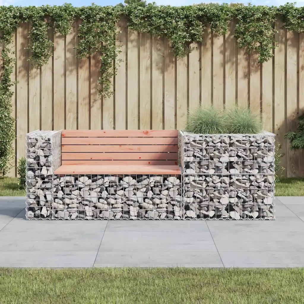 Panca da Giardino con Cesto Gabbione Legno Massello di Douglas 3196243