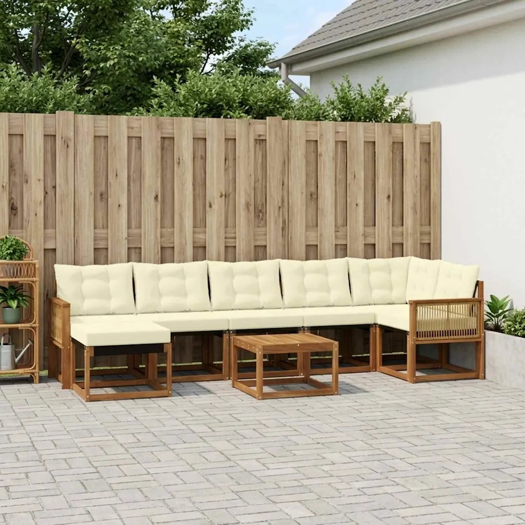 Set di divani da esterno con cuscino 8 pcs Naturale e Crema