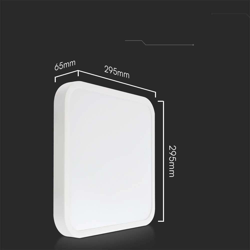 Plafoniera LED V-TAC 18W quadrata 29,5cm sensore IP44