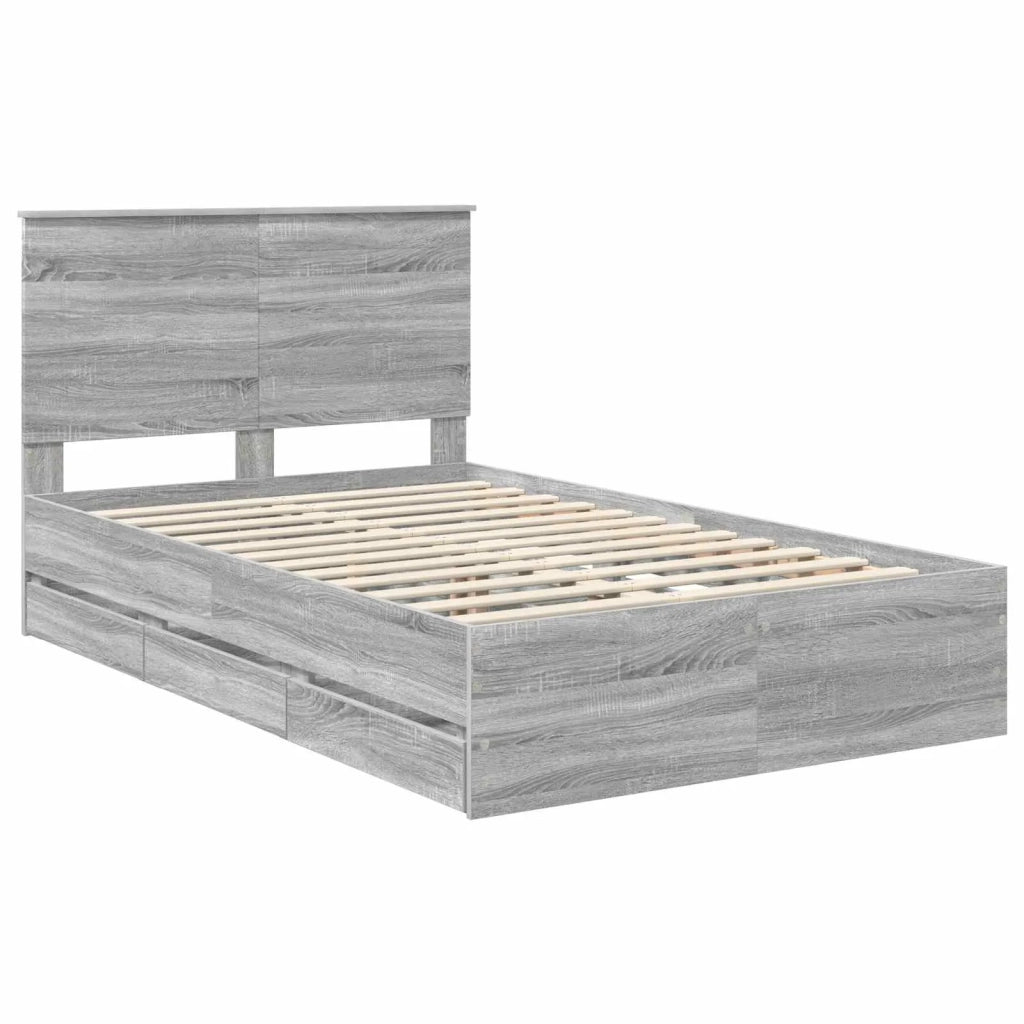 Struttura del letto con cassetto Grigio Sonoma 120 x 190 cm
