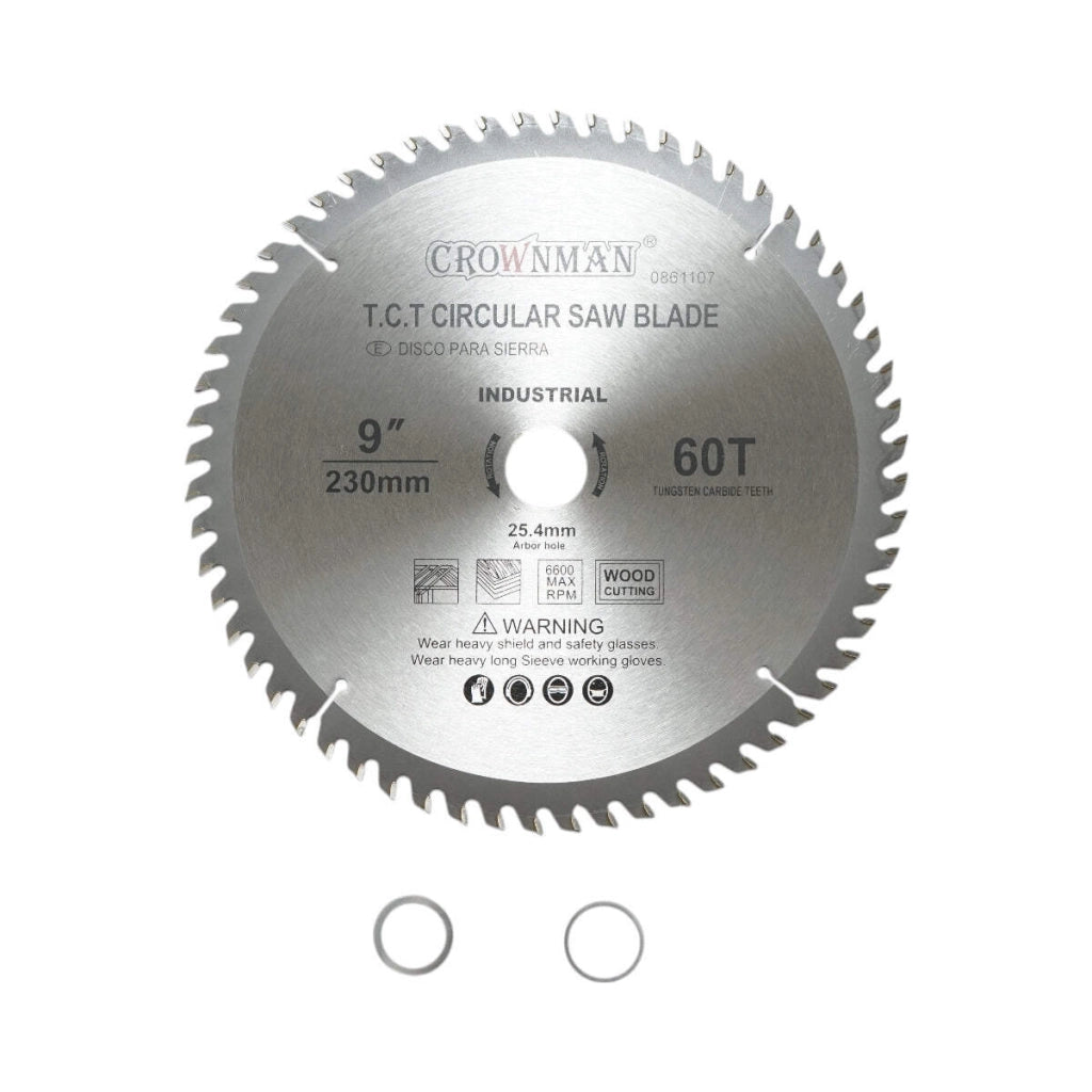 Disco circolare widia per legno 230x25,4mm, max. velocità. 6600 giri/min, 60 denti, Crownman industriale
