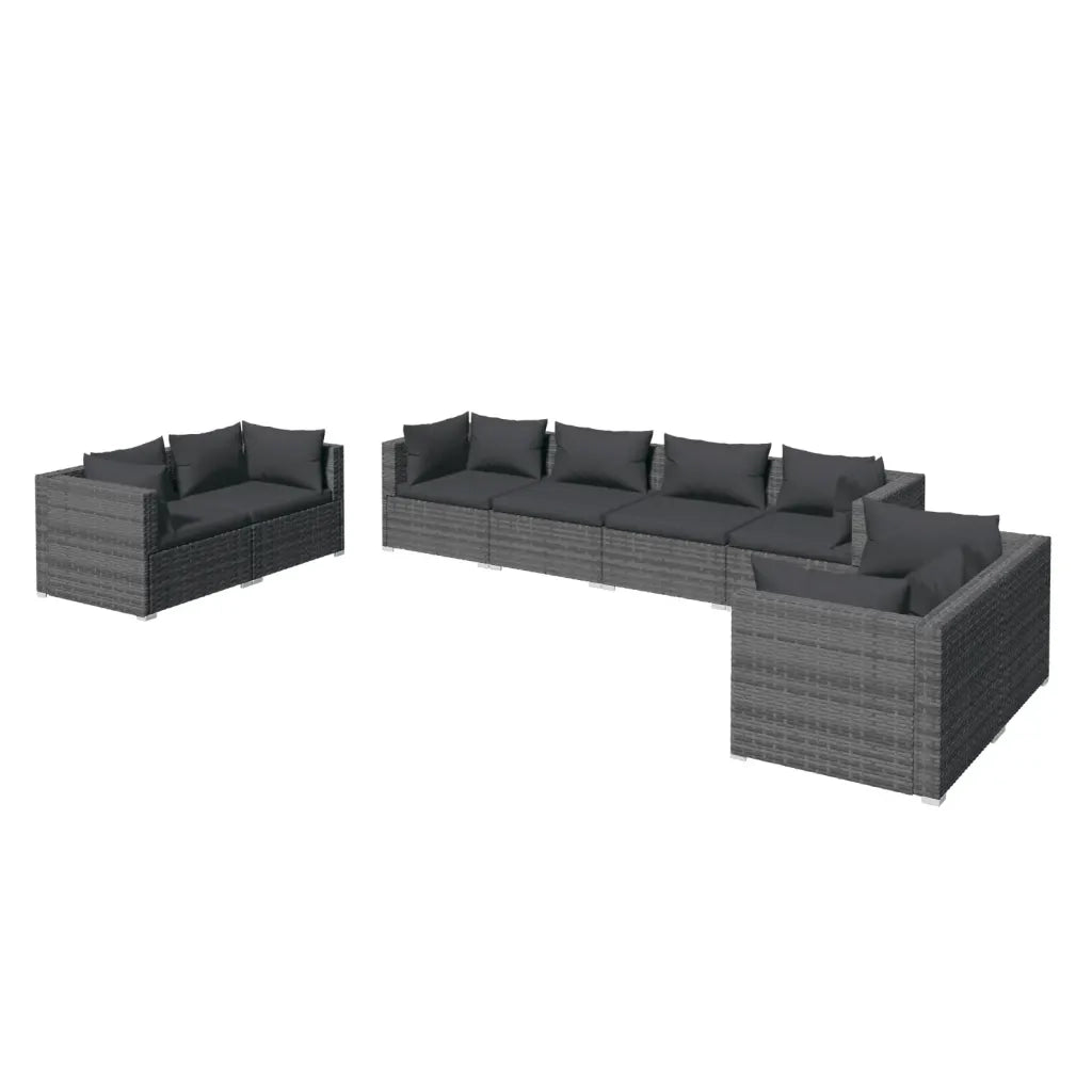 Set Divani da Giardino 8 pz con Cuscini in Polyrattan Grigio cod mxl 40460
