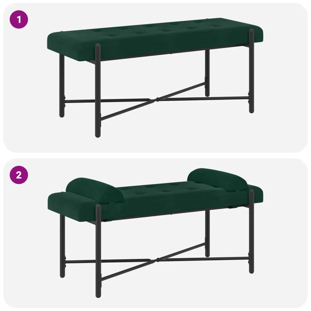 Panchina con bottoni e cuscini Verde Scuro 110 x 40 x 46 cm 42038387