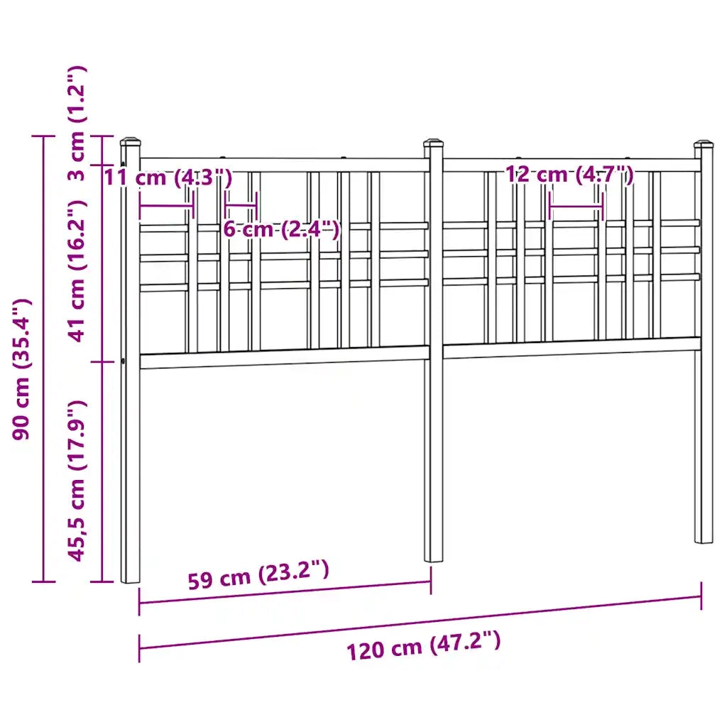 Testiera in Metallo Bianco 120 cm