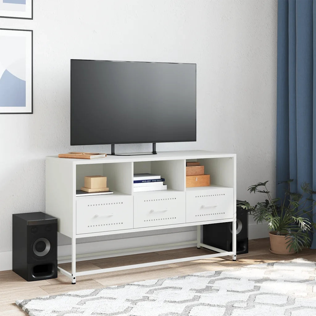 Mobile TV | Armadietto TV | Mobile Porta TV Bianco 100,5x39x60,5 cm in Acciaio