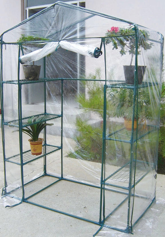 VIGOR 7972715 Serra a Casetta PVC con 8 Piani Struttura Acciaio Verniciato Ripiani PP a Rete Diametro Tubi 16 mm Copertura PVC 0,07 mm Chiusura Cerniera 143x73x195 cm colore Nero