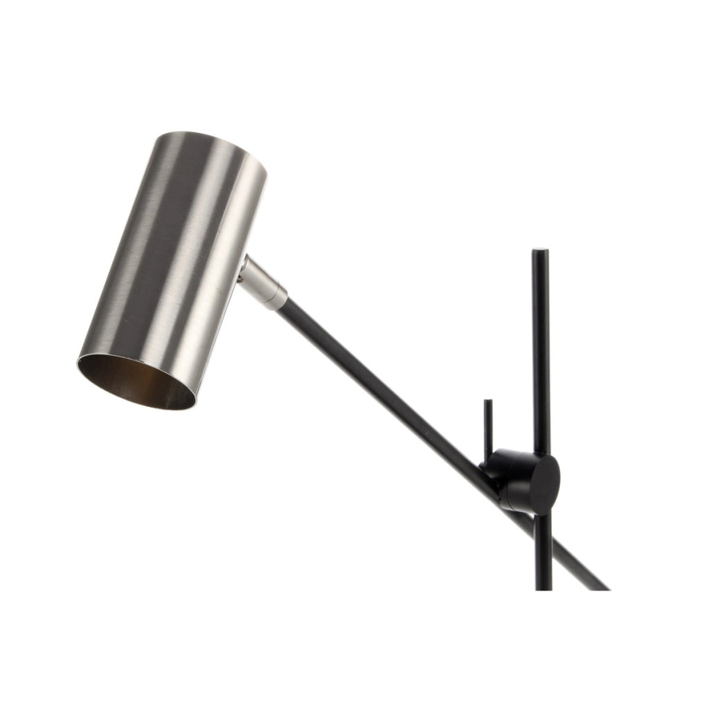 Lampada da tavolo Target in metallo argento e nero