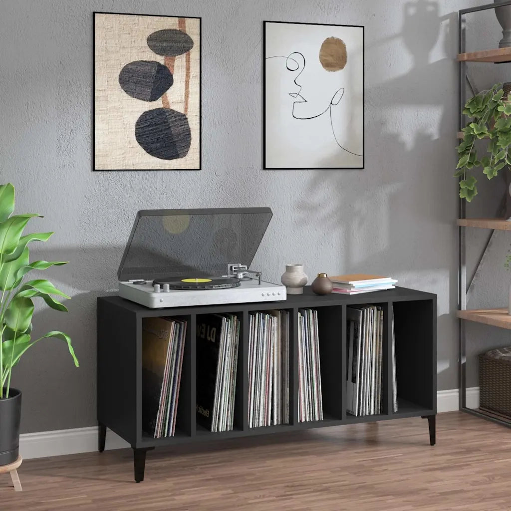 Mobile Porta Dischi Nero 100x38x48 cm in Legno Multistrato 831982