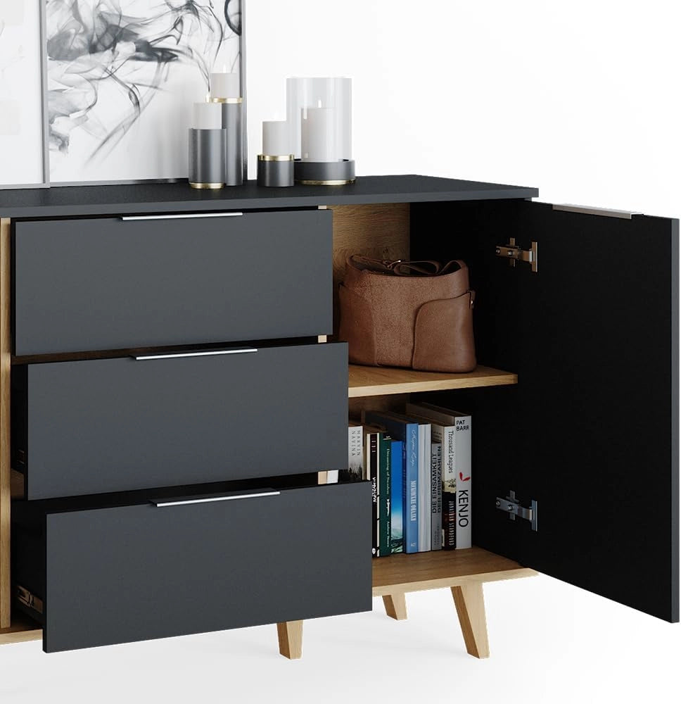 Cassettiera per camera da letto Nautica, Antracite, 138 x 82 cm, per riporre abiti e oggetti di uso quotidiano
