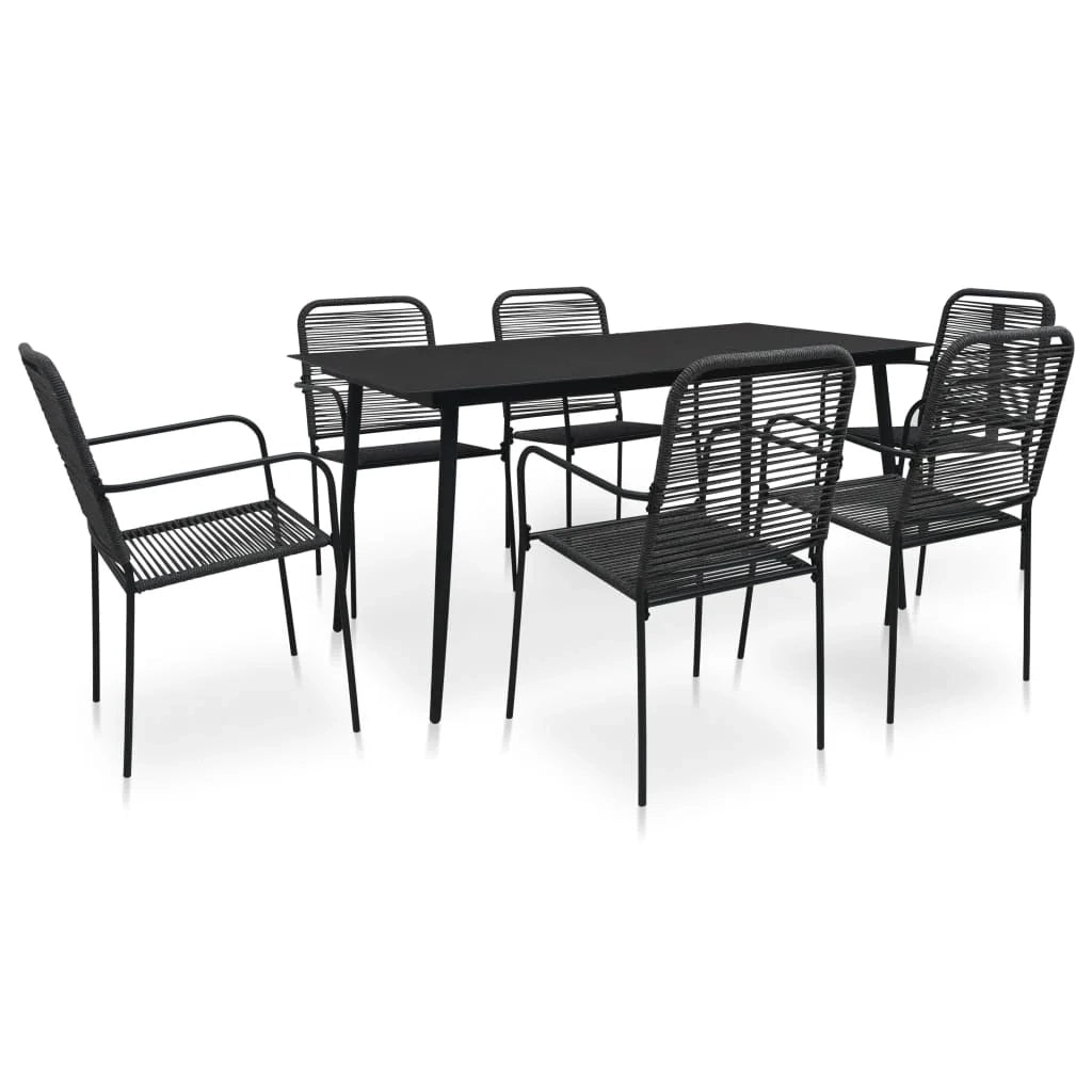 Set da pranzo da esterno 7 pezzi in corda di cotone e acciaio nero 02_0014674