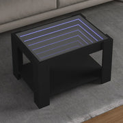 Tavolino Salotto con LED-Tavolino da soggiorno-Tavolo Nero 73x53x45 cm Legno Multistrato