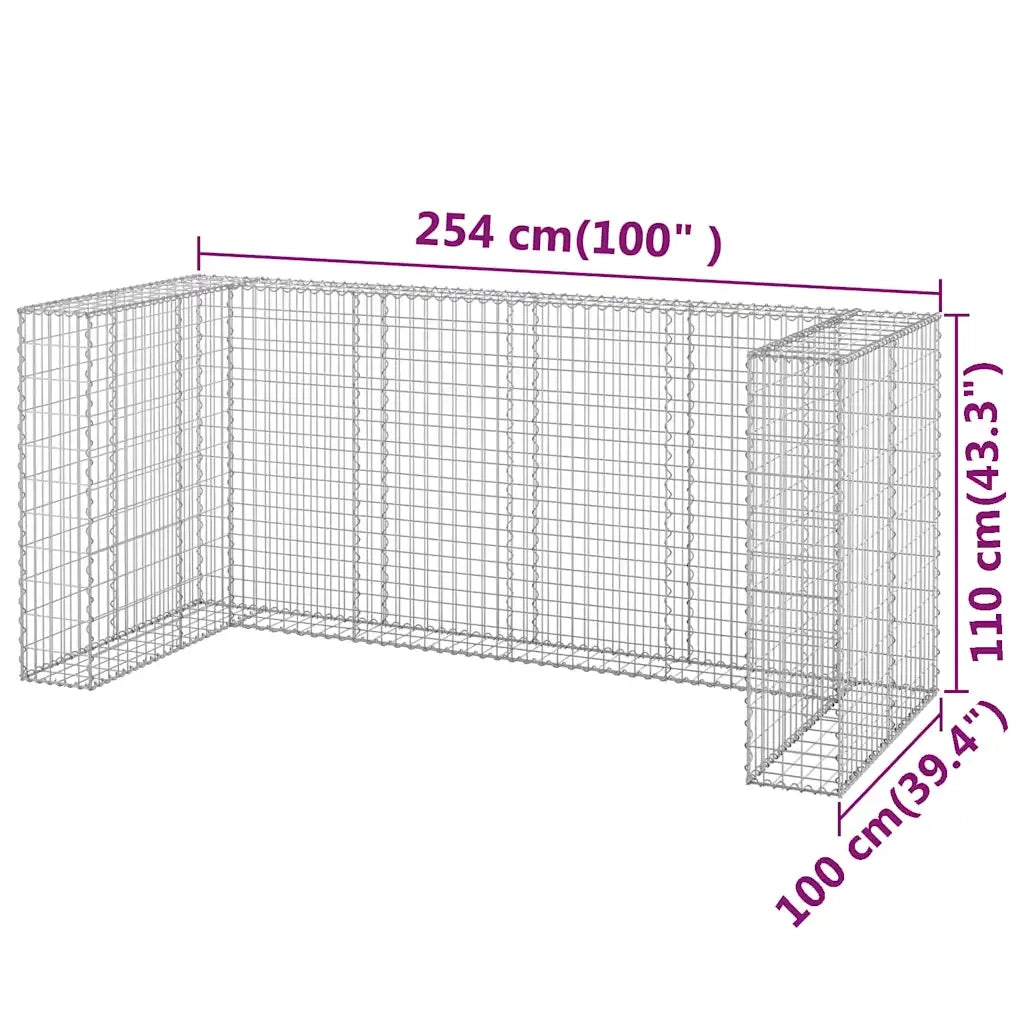 Gabbione per Bidoni in Acciaio Zincato 254x100x110 cm CFW6352575