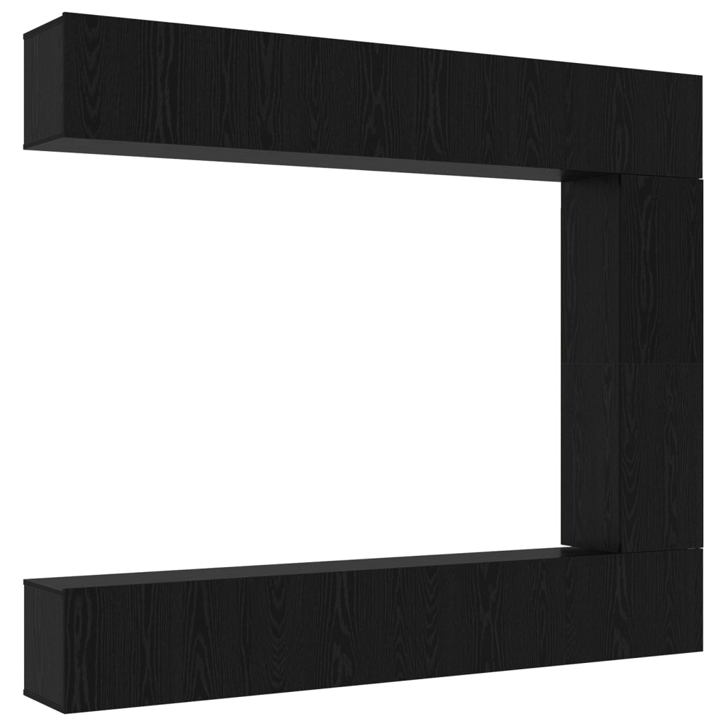 Set di mobili TV da 5 pezzi a parete in rovere nero in legno ingegnerizzato