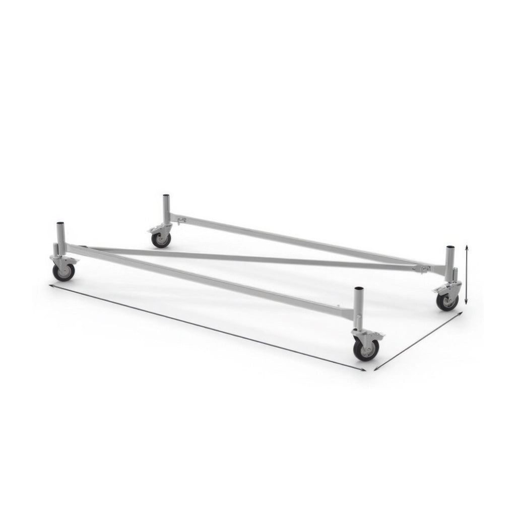 Base con Ruote per Trabattello Grim in Acciaio con Ruote Diam. 100 mm 76 x 165 cm