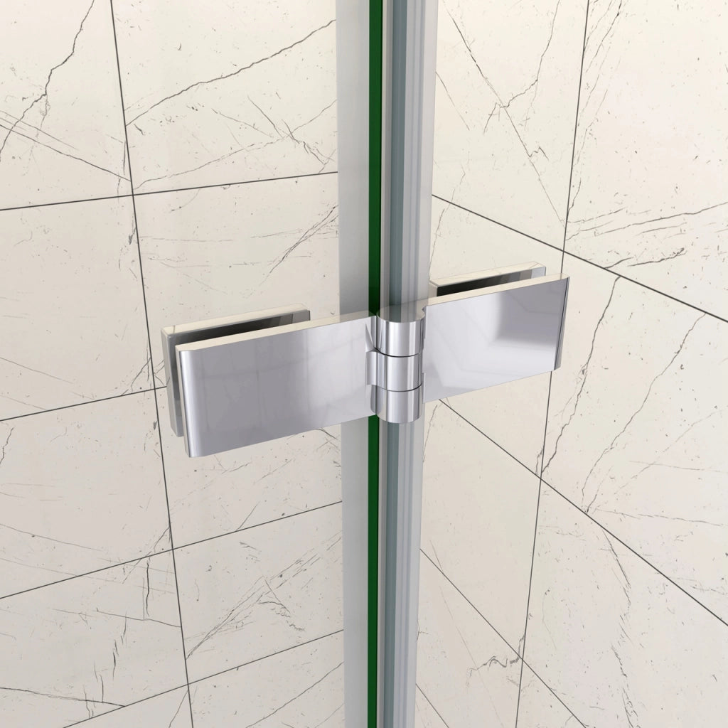 90x76x195 cm Box Doccia Ad Angolo Doppie Porte Apertura Battente in Vetro 6 mm Temperato Anticalcare Trasparente con 2 Barre Stabilizzatrici Cromo Lucido
