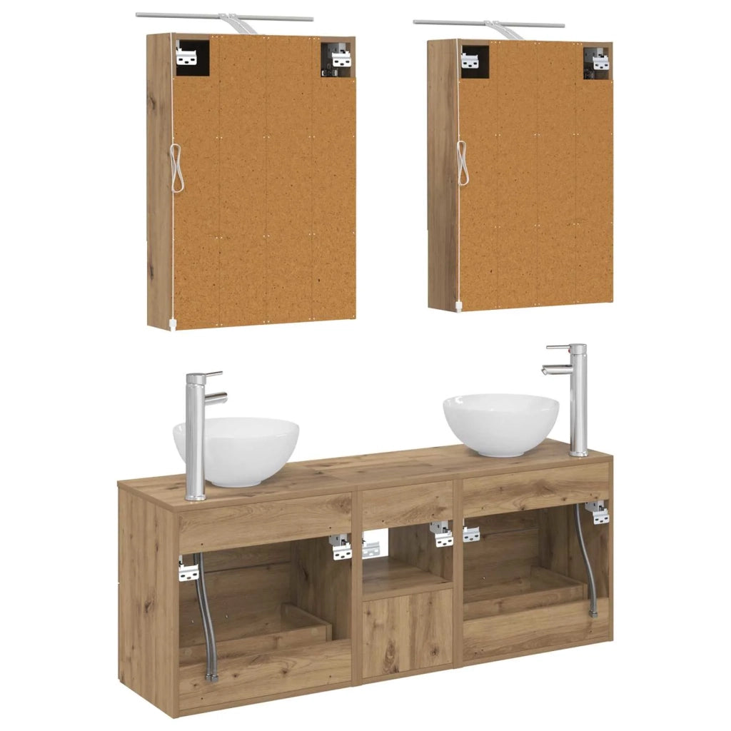 Set di Armadi da Bagno 5 pcs Rovere Artigianale 3406686