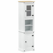 Mobile da Bagno | Armadio da bagno con porta Bianco 50 x 40 x 185 cm Pino massello