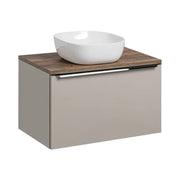 Set da bagno VANTA taupe: mobiletto sottolavabo 80cm + piano lavabo + lavabo bianco da appoggio