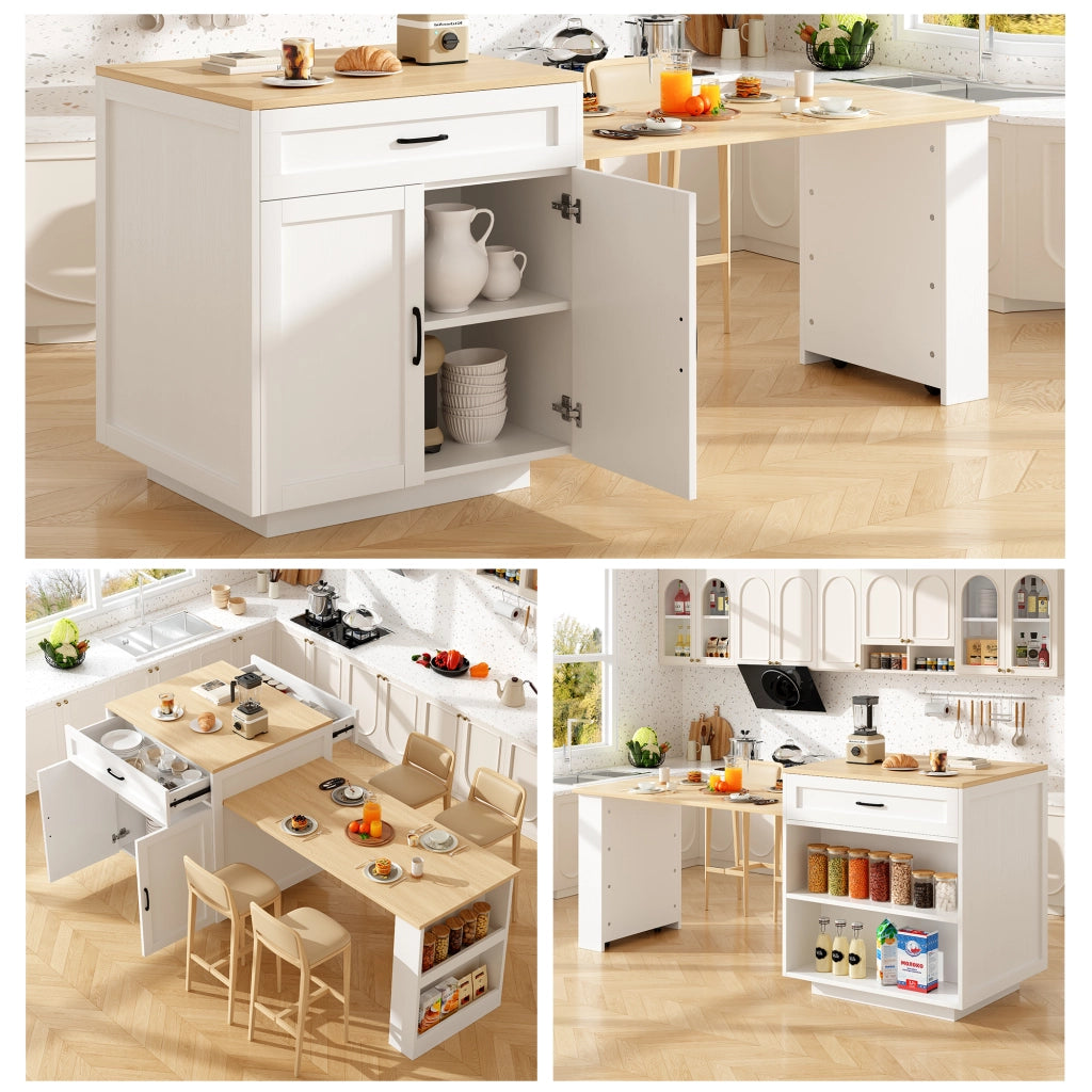 Tavolo da Pranzo Allungabile con Cassetti e Vani ¨C MINIMAL ¨C Bianco 133-202x70x93,5cm