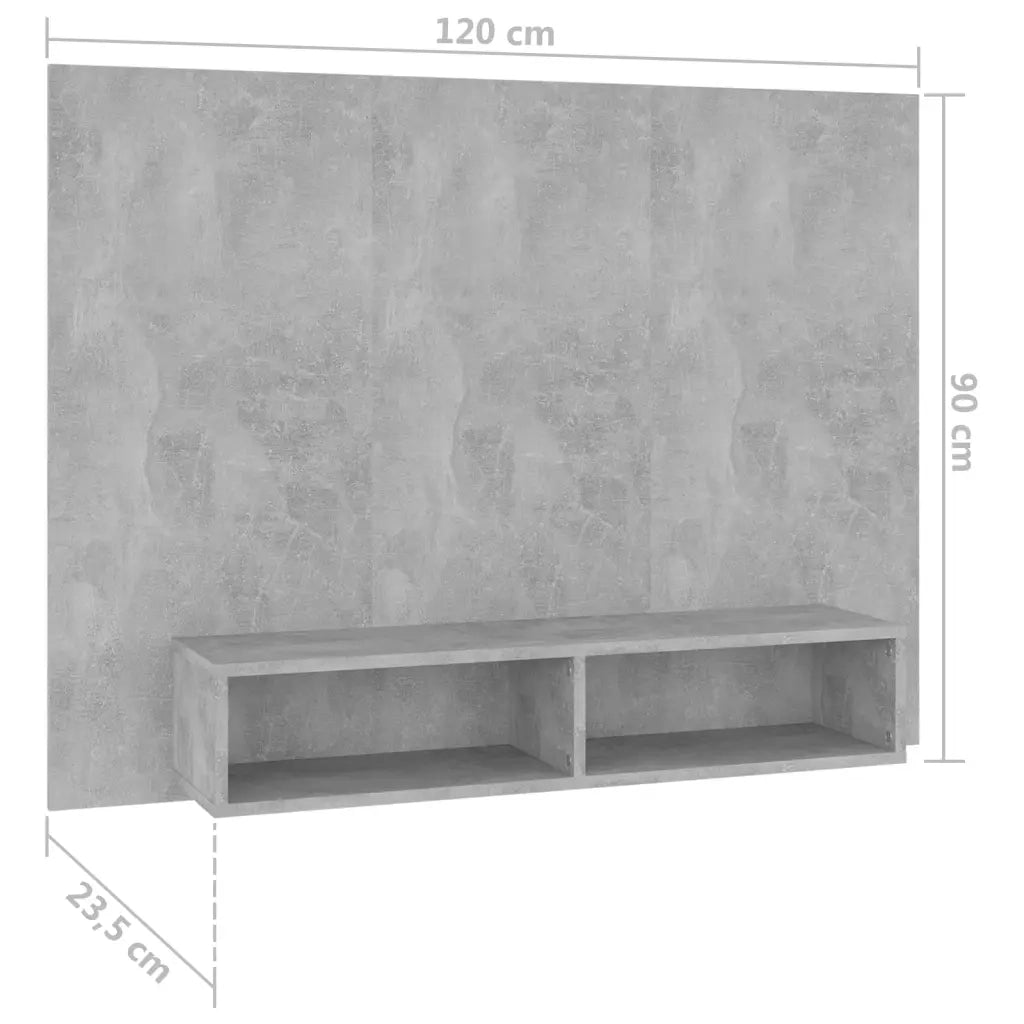 Mobile TV a Muro Grigio Cemento 120x23,5x90cm Legno Multistrato