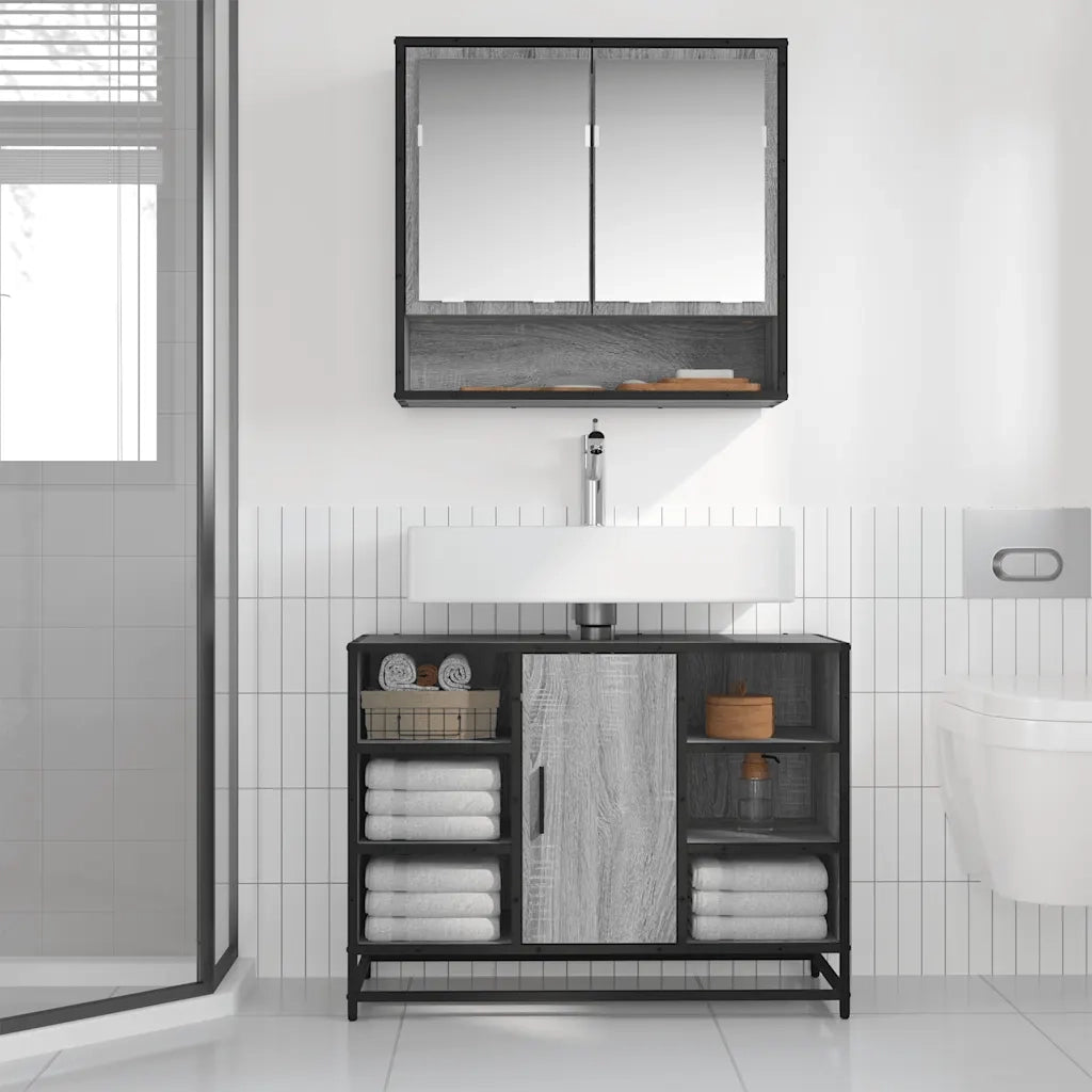 Mobile Lavabo Bagno Grigio Sonoma 60x30x60 cm Legno Multistrato