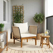 Sedia da giardino con cuscini Legno massiccio di acacia e corda 42022079
