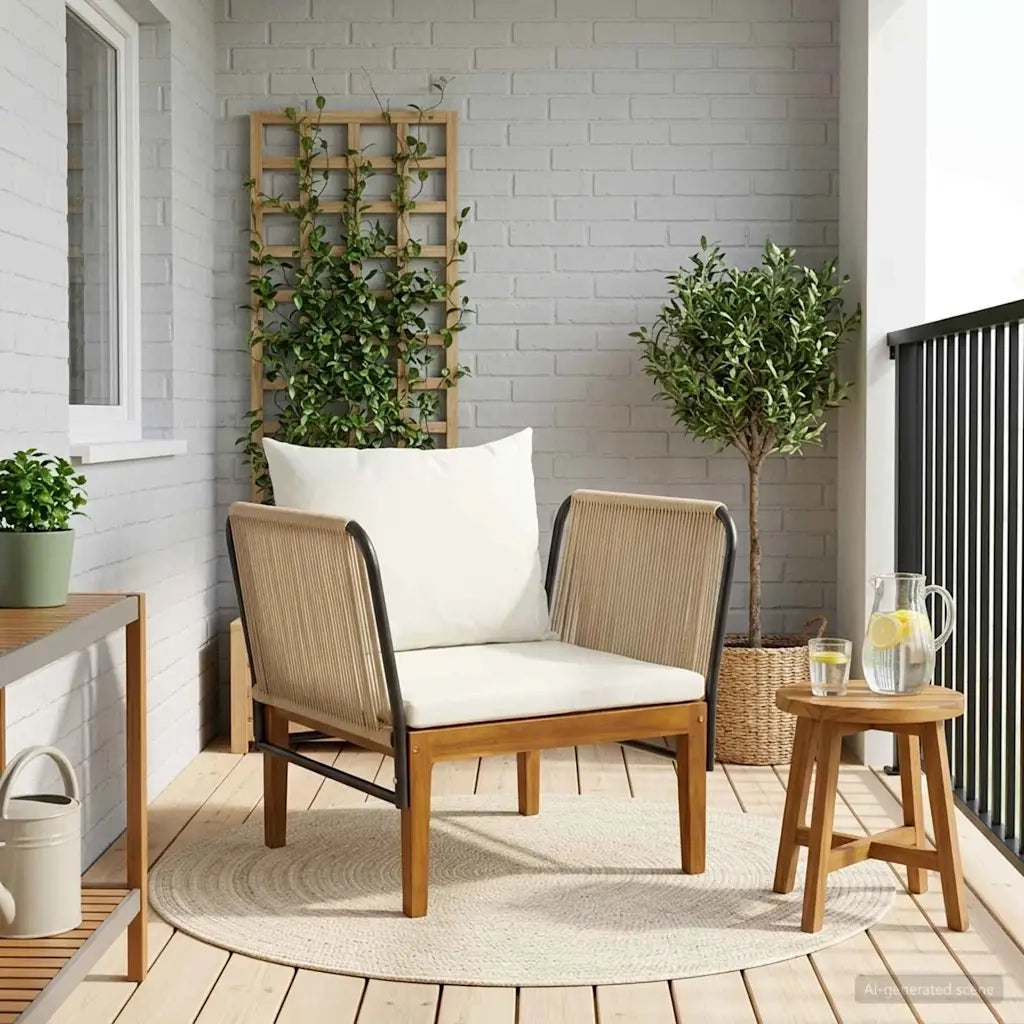 Sedia da giardino con cuscini Legno massiccio di acacia e corda 42022079