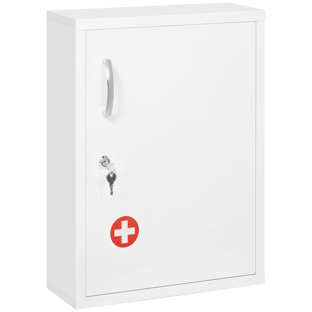 ARMADIO MEDICINALI DA PARETE BLOCCABILE 40x15x53,5 cm ACCIAIO BIANCO