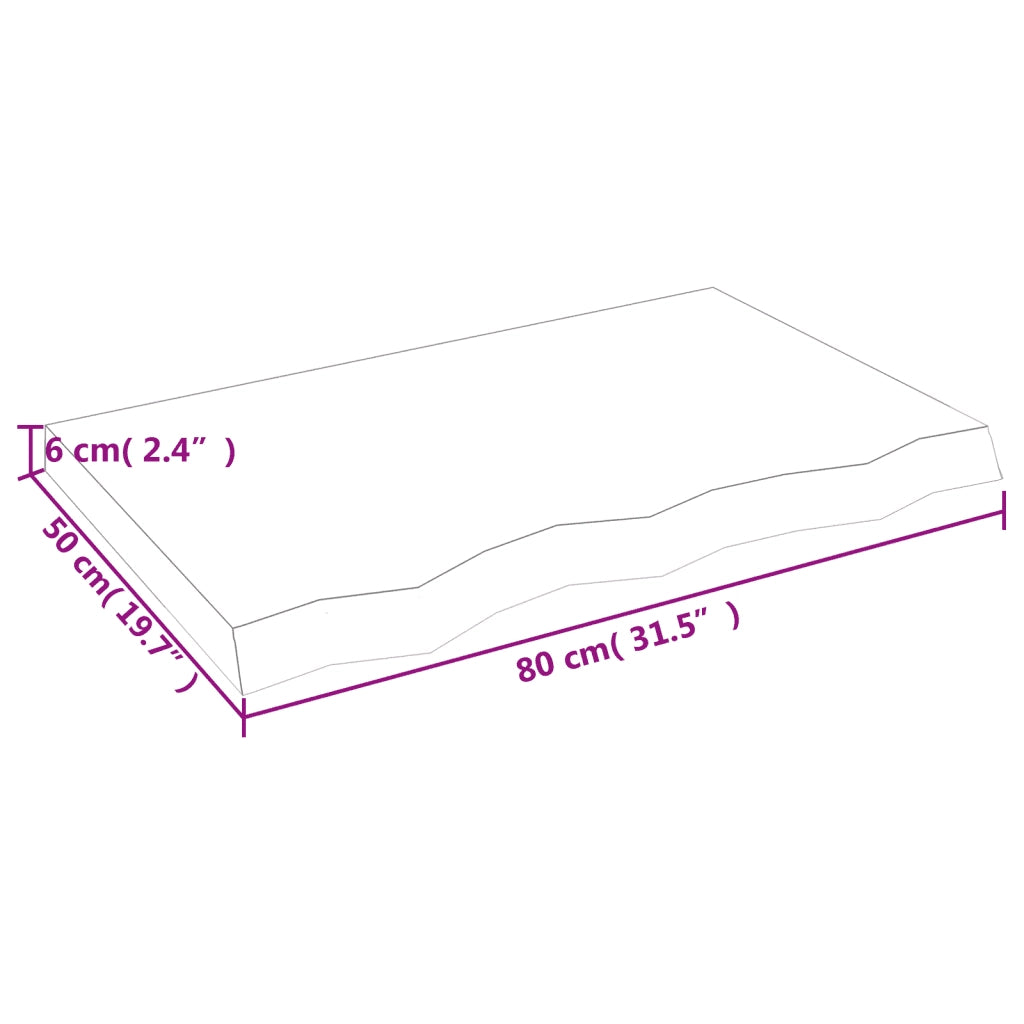 Ripiano a Parete 80x50x(2-6) cm Massello Rovere Non Trattato 363550