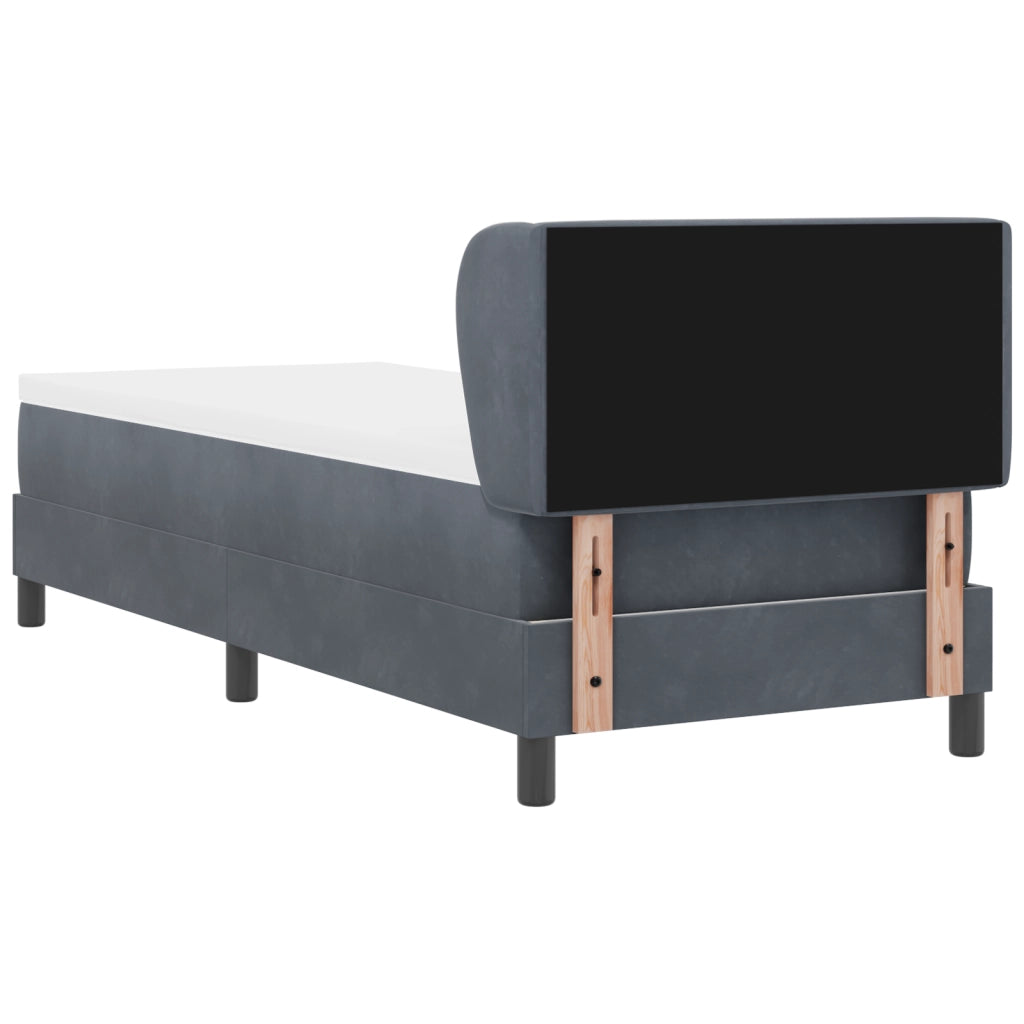 Letto a Box con Materasso Grigio Scuro 80x200 cm in Velluto