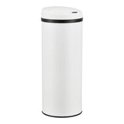 Pattumiera Automatica 47 L, Bidone Cilindrico in Acciaio Inox (AxØ) 77 x 30,5 cm Coperchio con Sensore di Movimento e Display a LED, Apertura Ampia - Bianco