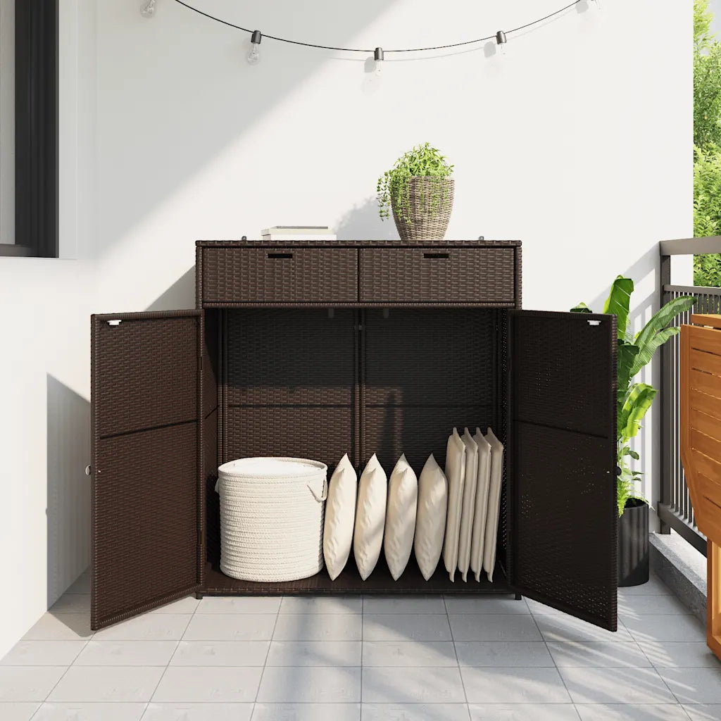 Armadietto Portaoggetti Giardino Marrone 105x55x113 Polyrattancod mxl 110517