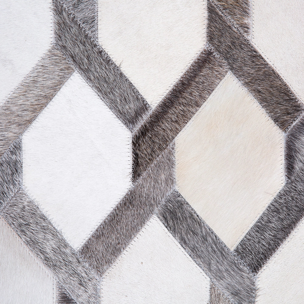 Tappeto tappetino Grigio Pelle 140 x 200 cm Patchwork Pelle Bovina Geometrico Rettangolare Moderno