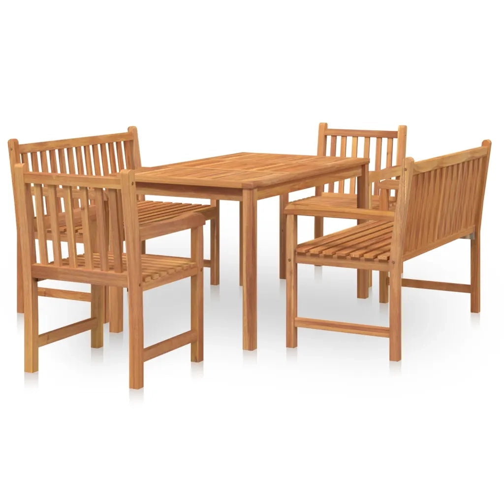 Set da Pranzo per Giardino 5 pz in Legno Massello di Teak 3157164