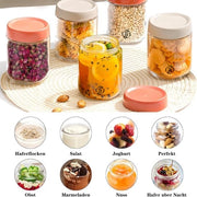 Set di contenitori per overnight oats in vaso di mason - 6 pezzi - contenitore per muesli - contenitore per avena - set per preparazione del breakfast