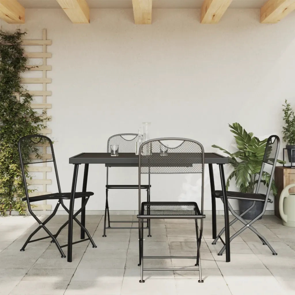 Set da Pranzo da Giardino 5pz | Set Salotto da Giardino Antracite in Rete Metallica