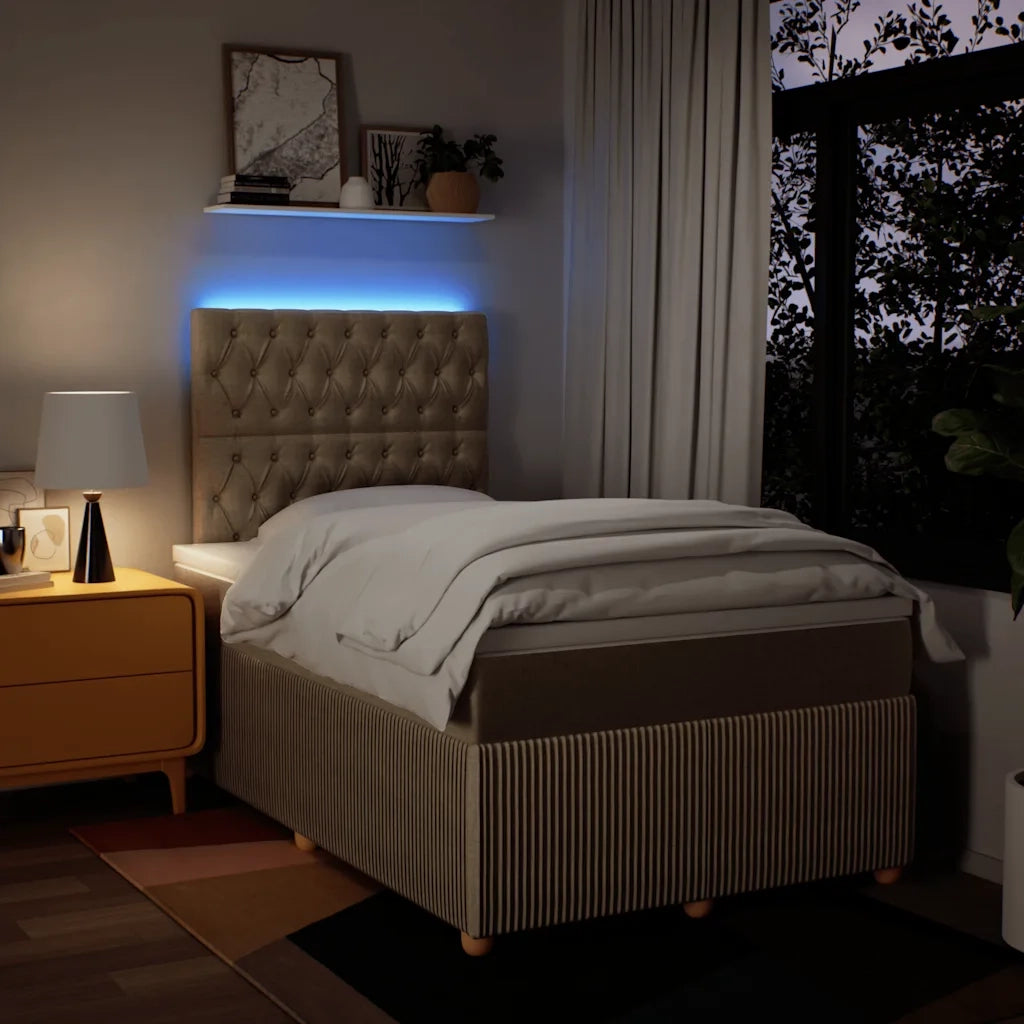 vidaXL Giroletto a Molle con Materasso Crema 120x190 cm in Tessuto
