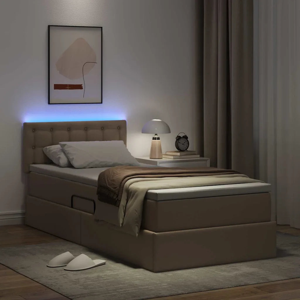 Letto con contenitore e LED Cappuccino 100 x 200 cm 3371020