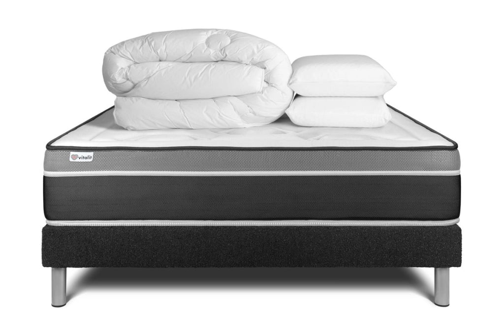 Pacchetto letto completo - Materasso 180x200cm + Box spring con doghe (kit) + 2 cuscini + Piumino - Vital Care