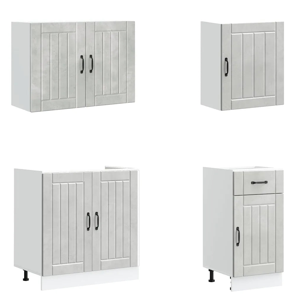 Set Mobili da Cucina 7 pz Lucca Grigio Cemento in Truciolato 3314775