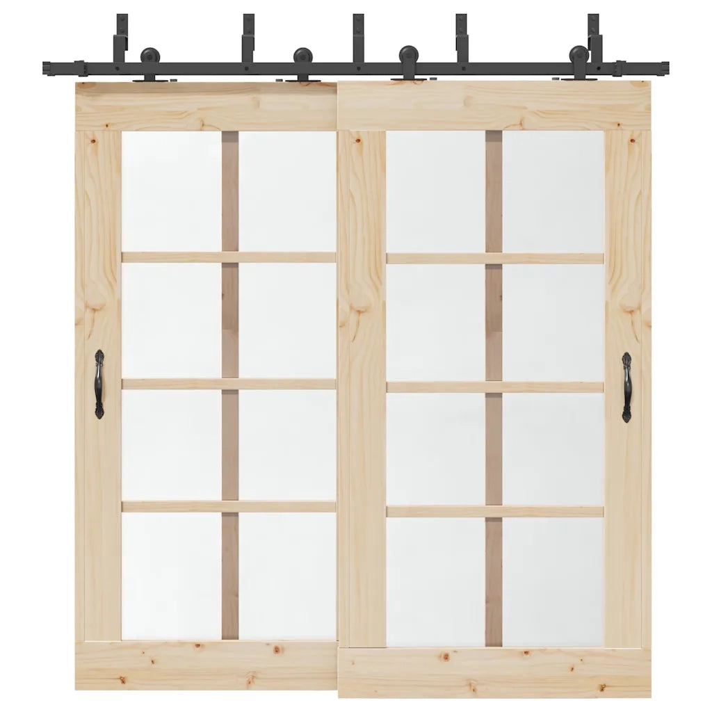 Kit di Binari per Porte Scorrevoli 213,5 cm Acciaio Nero